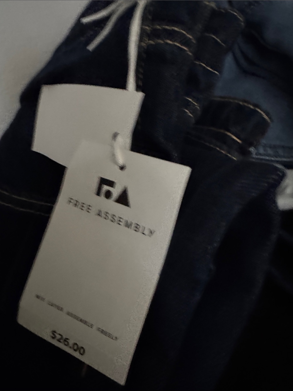NWT Dark Blue Women’s Free Assembly Drawstring Wide Leg Jeans, 22W - Picture 4 of 6